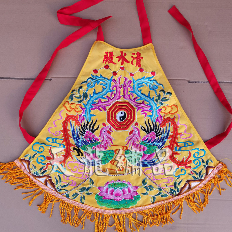 Tianlong embroidery flat apron double phoenix gossip belly circumference flat embroidered jumping children's clothing Qi children's clothing offerings