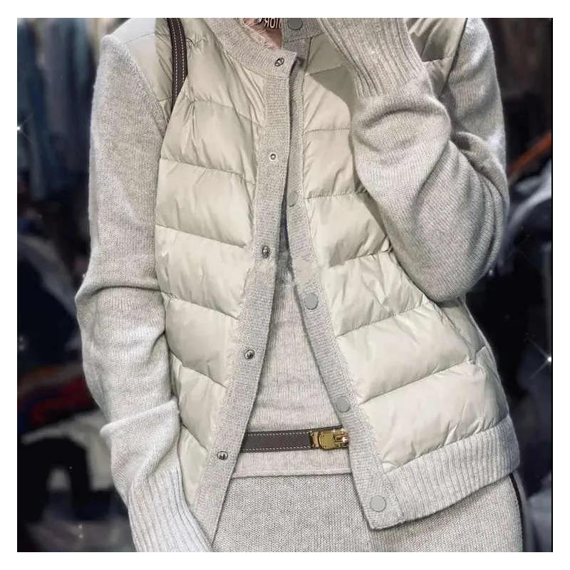 Promotional Clearance~2023 Winter New Sweater with down Jacket Elements, Short Stylish Casual Cardigan down Cotton for Women