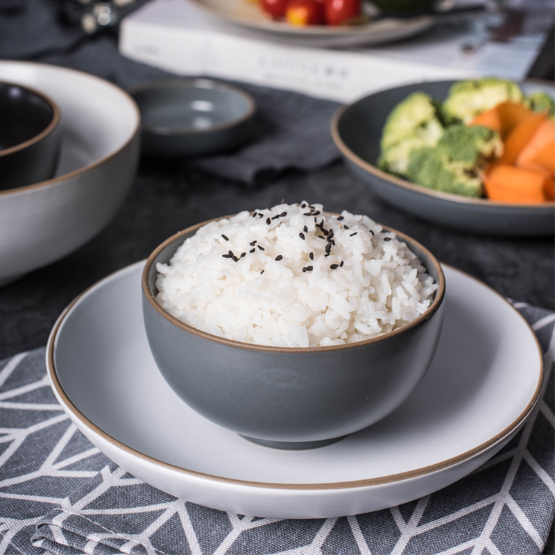 Dishes suit Japanese household utensils move simple bowl chopsticks north European ceramics new Nordic bowl plate combination