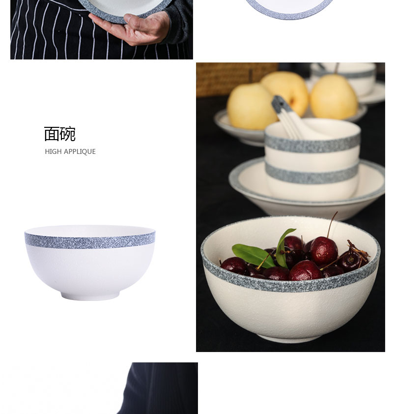 Contracted Japanese - style tableware suit household ceramic bowl Nordic large soup plate, bowl combined small bowl rainbow such as bowl dish dish