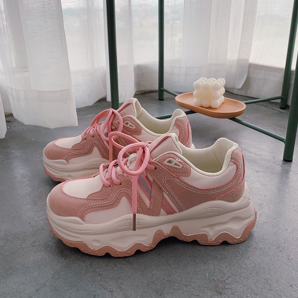Pull back pink shoes ins tide dad shoes women's 2022 new girl heart all-match student spring and autumn sports shoes