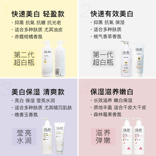 Olay, осветляющая эссенция содержит никотиновую кислоту, увлажняющий крем для тела, второе поколение