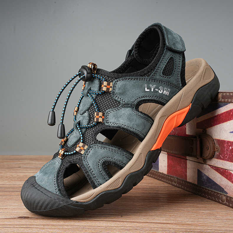 Special Offer: Men's Genuine Leather Sandals 2026 Summer Outdoor Hiking and River Tracing Non-Slip Outdoor Wear Big Kids Closed-Toe Beach Shoes