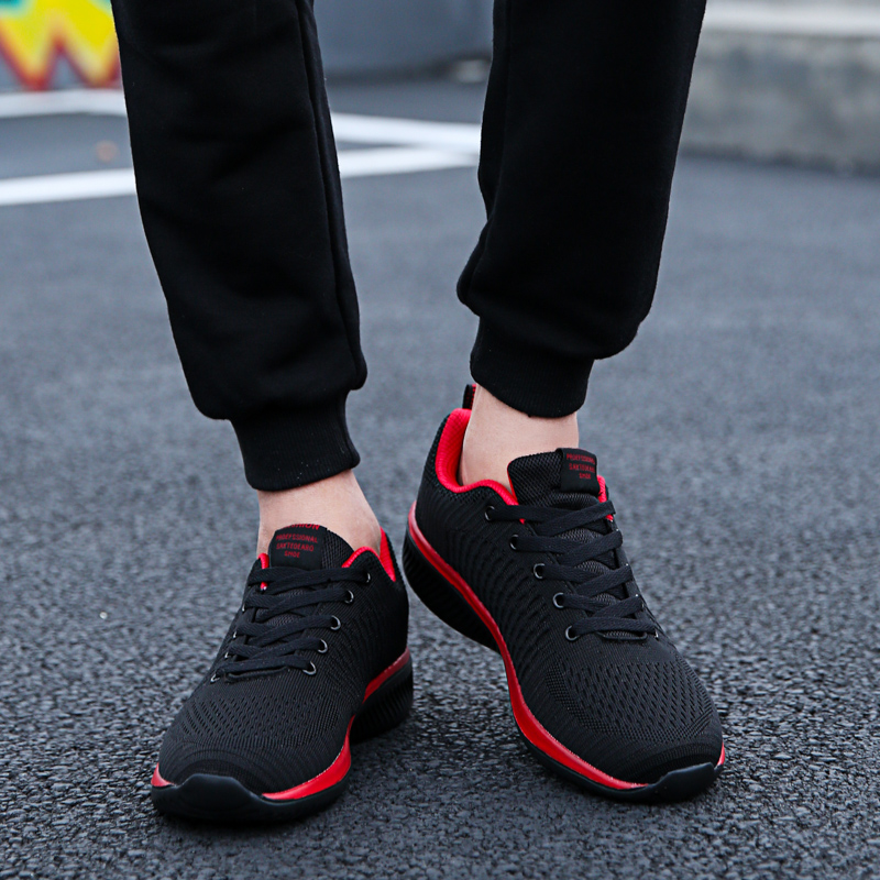 All-match casual sports shoes spring men's shoes fly woven mesh breathable trendy running shoes lightweight student travel shoes
