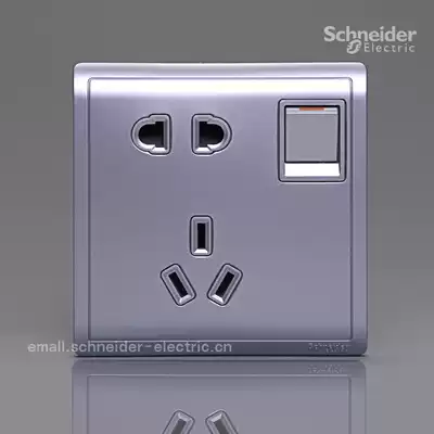 Schneider Pieno Fengshang 10A 250V with switch with protective door two three pole socket (lavender Silver)