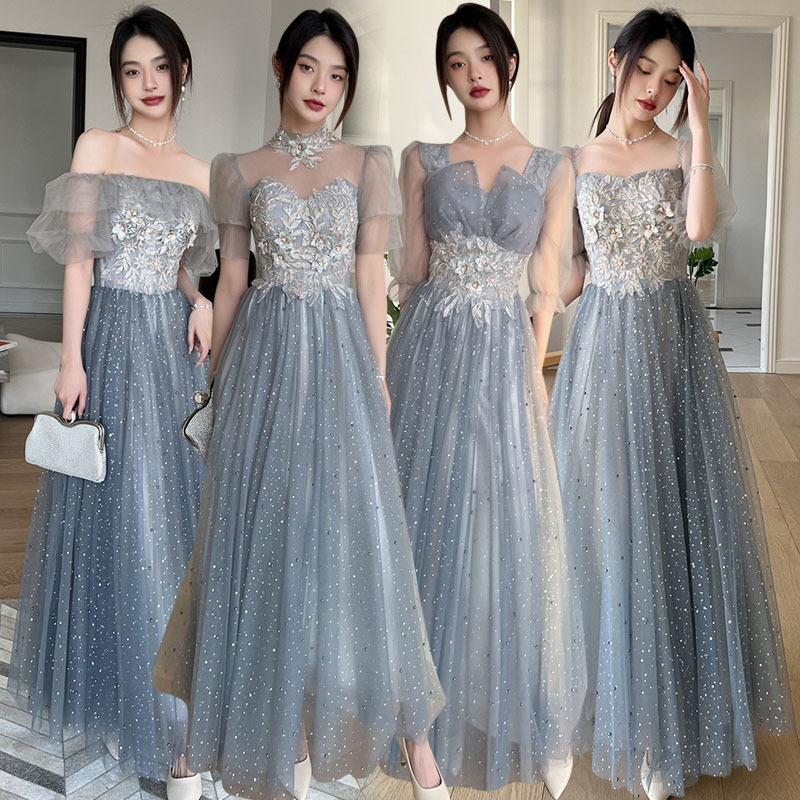 Blue Bridesmaid Dress for Women 2026 New Summer Niche Sister Group Dress Wedding Bridesmaid Dress Can Be Worn Casually Blue Bridesmaid Dress for Women 2026 New Summer Niche Sister Group Dress Wedding Bridesmaid Dress Can Be Worn Casually