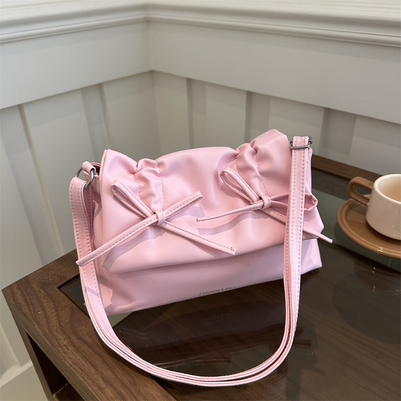 Sweet Bow-Knot Pink Bag for Women 2025 New Trendy Shoulder Crossbody Bag Large Capacity Commuter Student Tote Bag