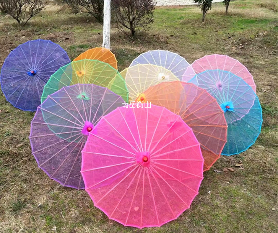 Pure Color Transparent Umbrella Dancing Dance Umbrella Craft Umbrella Large Number Performance Props Oil Paper Umbrella Decorative Umbrella Vintage Flowers