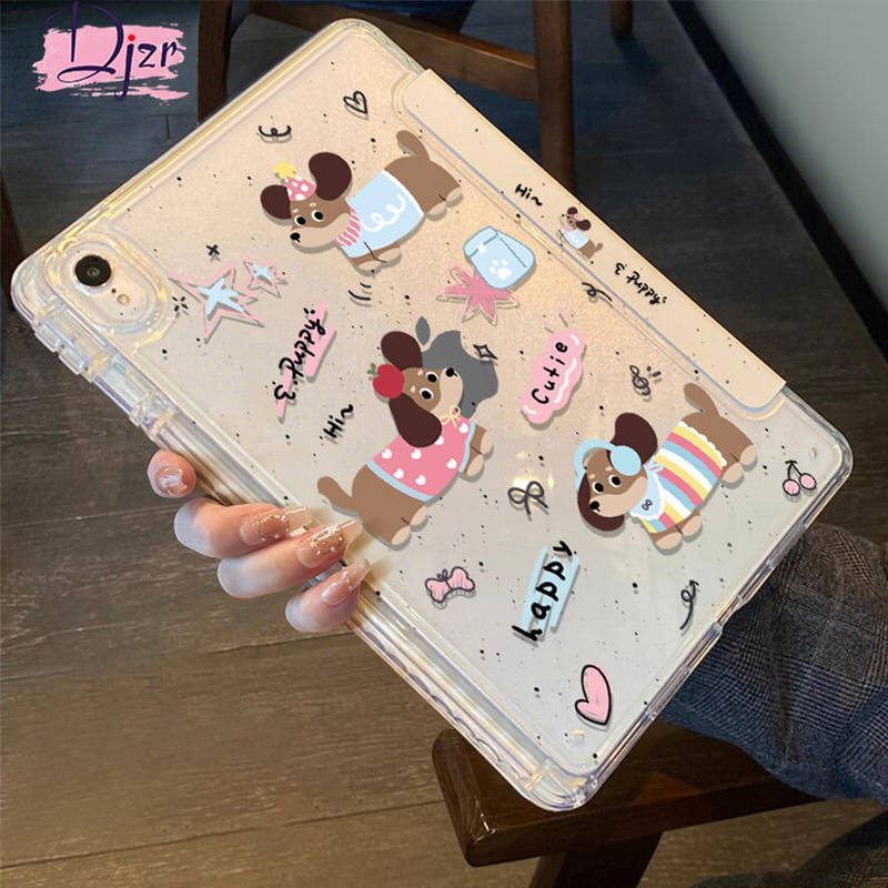 Djzr Suitable for Air8 Generation Tablet Case, New Stylish and High-End Design for Women, 2026 Apple Pro11 Cute Case with Pen Slot, Adorable Dachshund Design, Gorgeous Flip Cover with Rotating Stand, Anti-Drop Leather Case