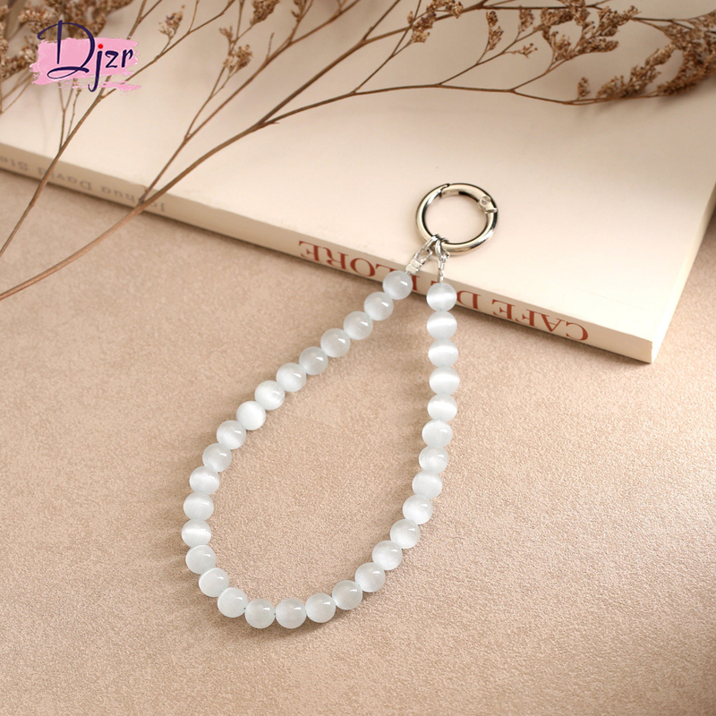 High-End Cat's Eye Stone White Pearl Phone Chain Lanyard, Beaded Wrist Chain for Bags, Anti-Lost and Anti-Drop Phone Strap High-End Cat's Eye Stone White Pearl Phone Chain Lanyard, Beaded Wrist Chain for Bags, Anti-Lost and Anti-Drop Phone Strap