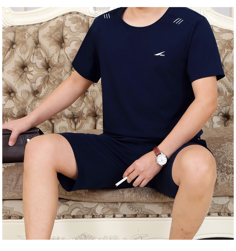 Thể thao phù hợp với nam giới mùa hè ngắn tay quần short phù hợp với giản dị cha mặc thể thao nam mới chạy thể thao bộ đồ adidas nữ
