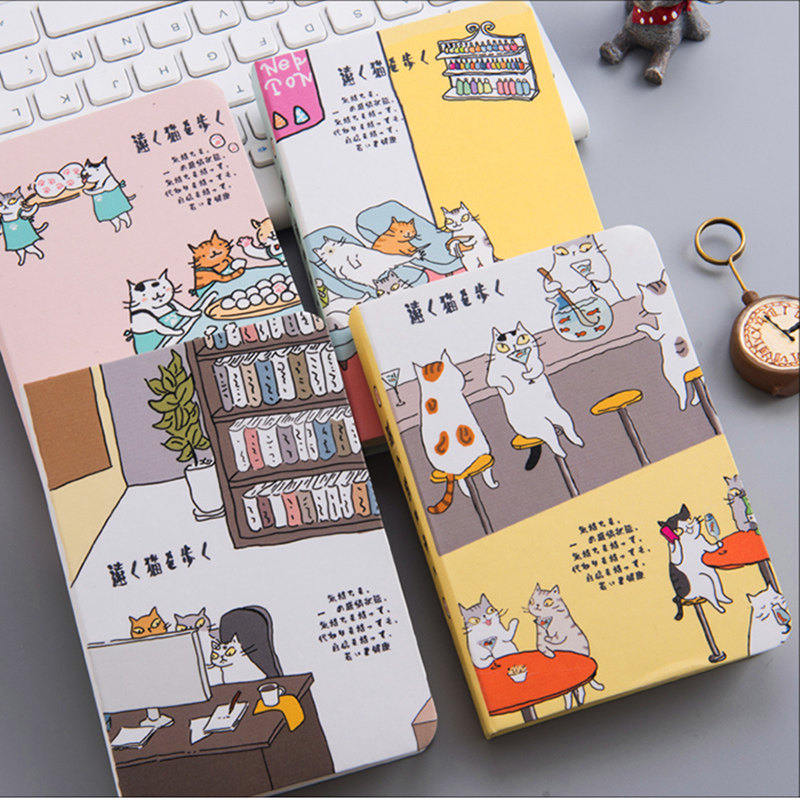 Korea Cute Little Fresh Cat Hand Bill Girls Color Page Diary Notepad Student Stationery Creative Notebook