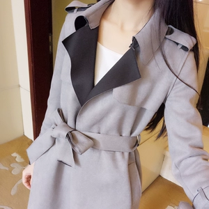 2018 new slim da lộn áo gió chic mùa xuân và mùa thu Hàn Quốc phiên bản của phần dài của da con hoăng coat ladies coat