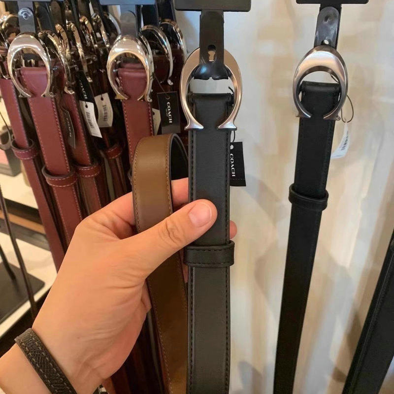 [New Year Gift] Purchasing Agent for Coach Women's Leather Belts Suitable for Ladies, Genuine Leather C-Buckle Belt Gift Box Voucher