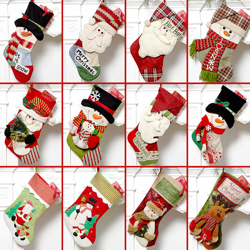 Christmas socks gift bag large boutique candy bag decoration snowman old man deer socks pendant children's gift