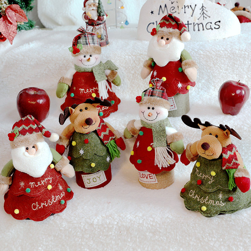 Christmas Apple Bag Christmas Eve Flat Fruit Bag Santa Snowman Elk Decorative Gift Small Gift Bag