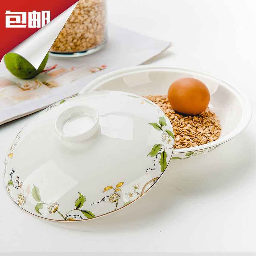 Tangshan bone porcelain 8-inch coboxer with lid plate Dinner Plate 8 Inch Porcelain Lid Deep Disc Tray Sub ceramic dish Dish Bowl