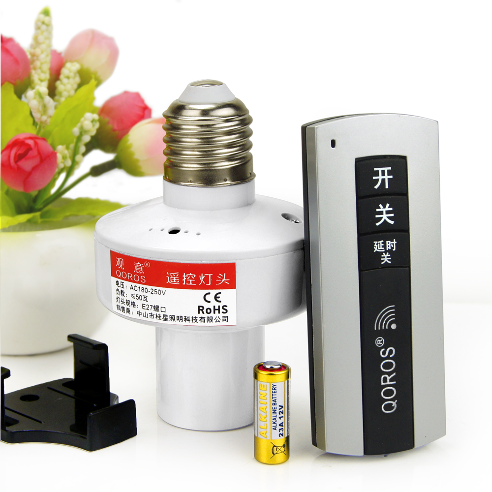 20 meters household screw wireless remote control lamp head 220V universal e27 remote control switch LED energy-saving lamp timing lamp holder