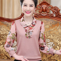 2022 new fashion middle aged mother blouses in spring and autumn clothes thin and lead middle-aged and elderly women wear small shirts long sleeves