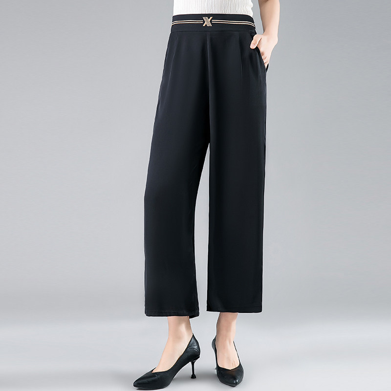 2022 middle aged spring new straight drum high waist tightness pants fashion mom summer fit 100 lap casual 90% pants