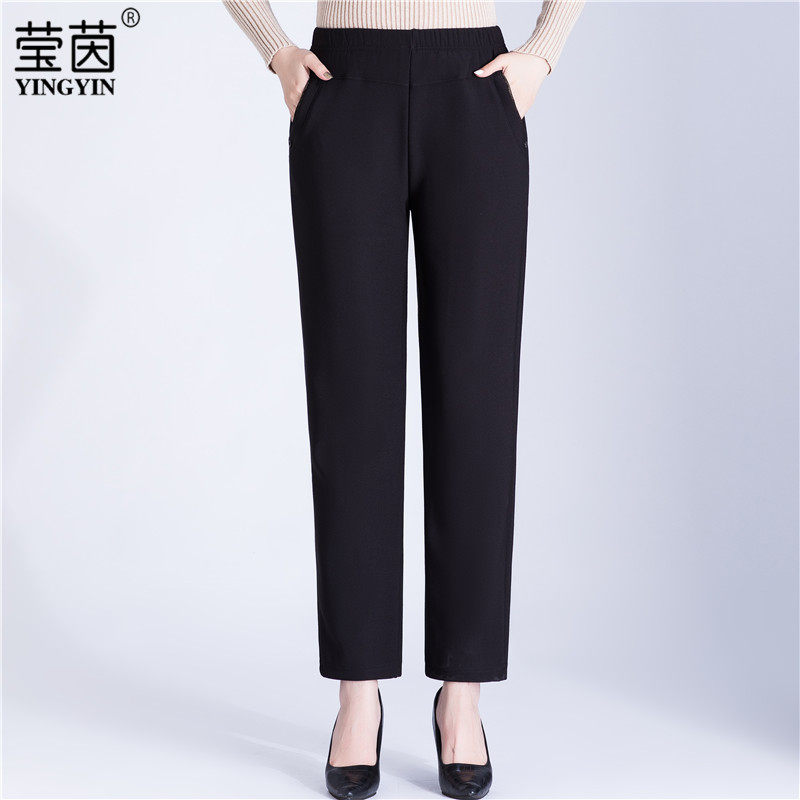Mom Autumn Winter middle aged casual pants 50 years 60 Women in straight cylinder Older Pants Grandma Dress Old Pants Woman