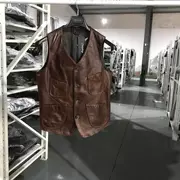 Mở cửa vào mùa hè để bán! Retro Slim Heavy Oil Wax Da Leather Leather Vest nam