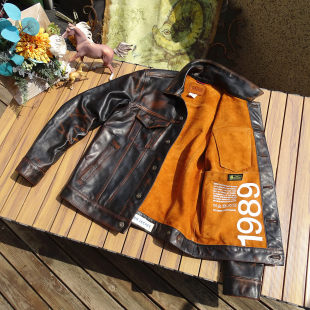 Нигде оболочка ручной работы Старый чайный сердечник конская литье выход первоначально внешней торговли западная версия отделение ковбой натуральная кожа мужской одежды кожа куртка