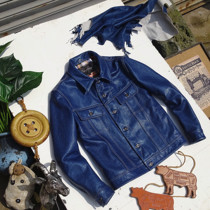 Indigo white core embryo head coat of knight knight fur coat