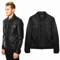 Sheepskin Shirt Jacket Men's Leather Jacket Slim Denim Jacket Shirt