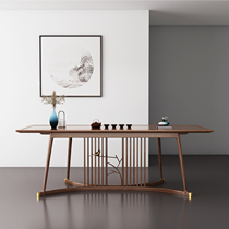 New Chinese Light Lavish Tea Table And Chairs Combined Office Black Walnuts Solid Wood Zen tea Tea Tea Table Gongfu Tea Desk