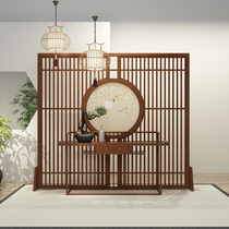 New Chinese style solid wood entrance living room screen partition Hotel tea club custom white ash walnut modern simple seat screen