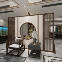 New Chinese Modern Partition Screen Solid Wood Landscape Genguan Living Room Hotel Hall Landscape Swing Piece Custom Big Seat Screen