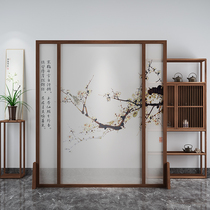 Modern Simplicity New Chinese Solid Wood Screen Living Room Bedroom Wood Art Partition Hotel Tea Society Customized Cloth Art seating screen
