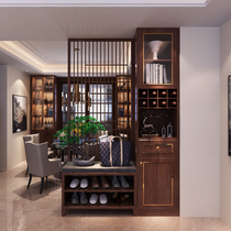 Modern New Chinese Xuan Guan Solid Wood Partition Shoes Cabinet Bookcase Lockers Living-room Bedroom Storage Partition Screen