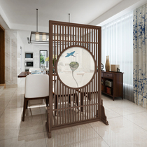 Modern Chinese solid wood screen Entrance living room partition Bedroom Feng Shui seat screen partition Hotel tea house custom screen