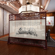 New Chinese solid wood screen Entrance living room partition Study bedroom mobile partition Hotel tea house custom seat screen