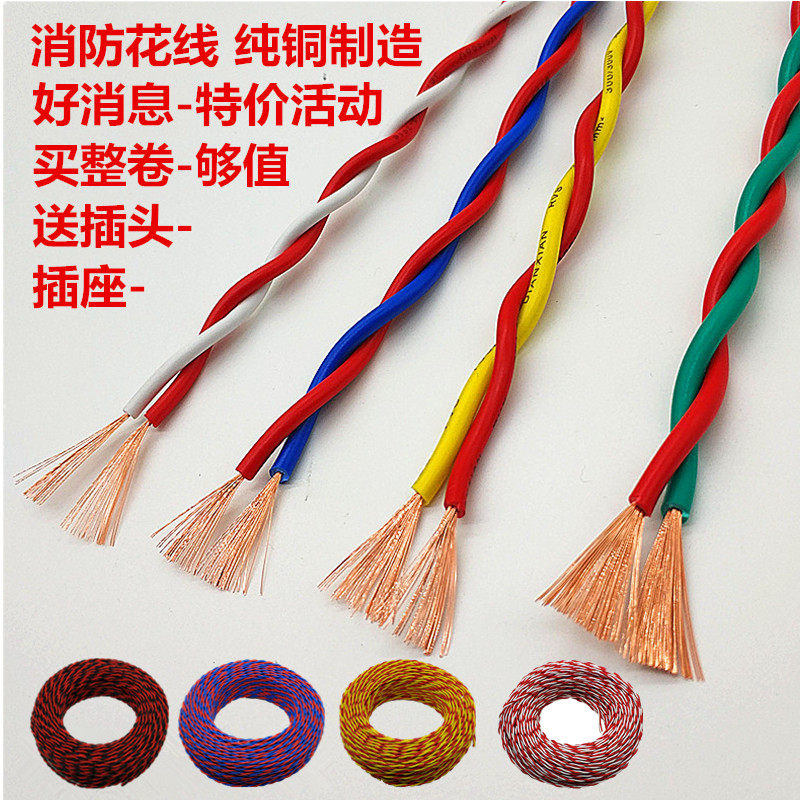  RVS fire flower wire Electric vehicle charging lamp head soft wire twisted pair 2-core household outdoor pure copper wire