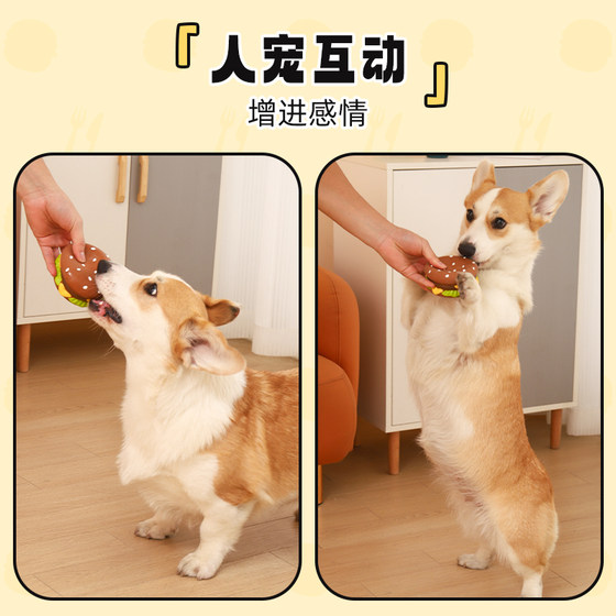 乳胶发声汉堡宠物狗狗磨牙玩具耐咬解闷神器比熊泰迪柯基小狗用品