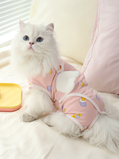 猫咪衣服防掉毛夏季薄款的布偶猫小猫宠物母猫纯棉猫猫夏天绝育衣