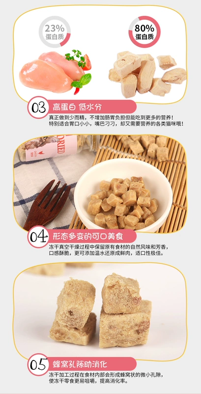 Mèo đông lạnh thịt ức gà Mai Fudi snack pet mèo mol mol đồ ăn nhẹ mèo thịt đào tạo phần thưởng mèo - Đồ ăn nhẹ cho mèo