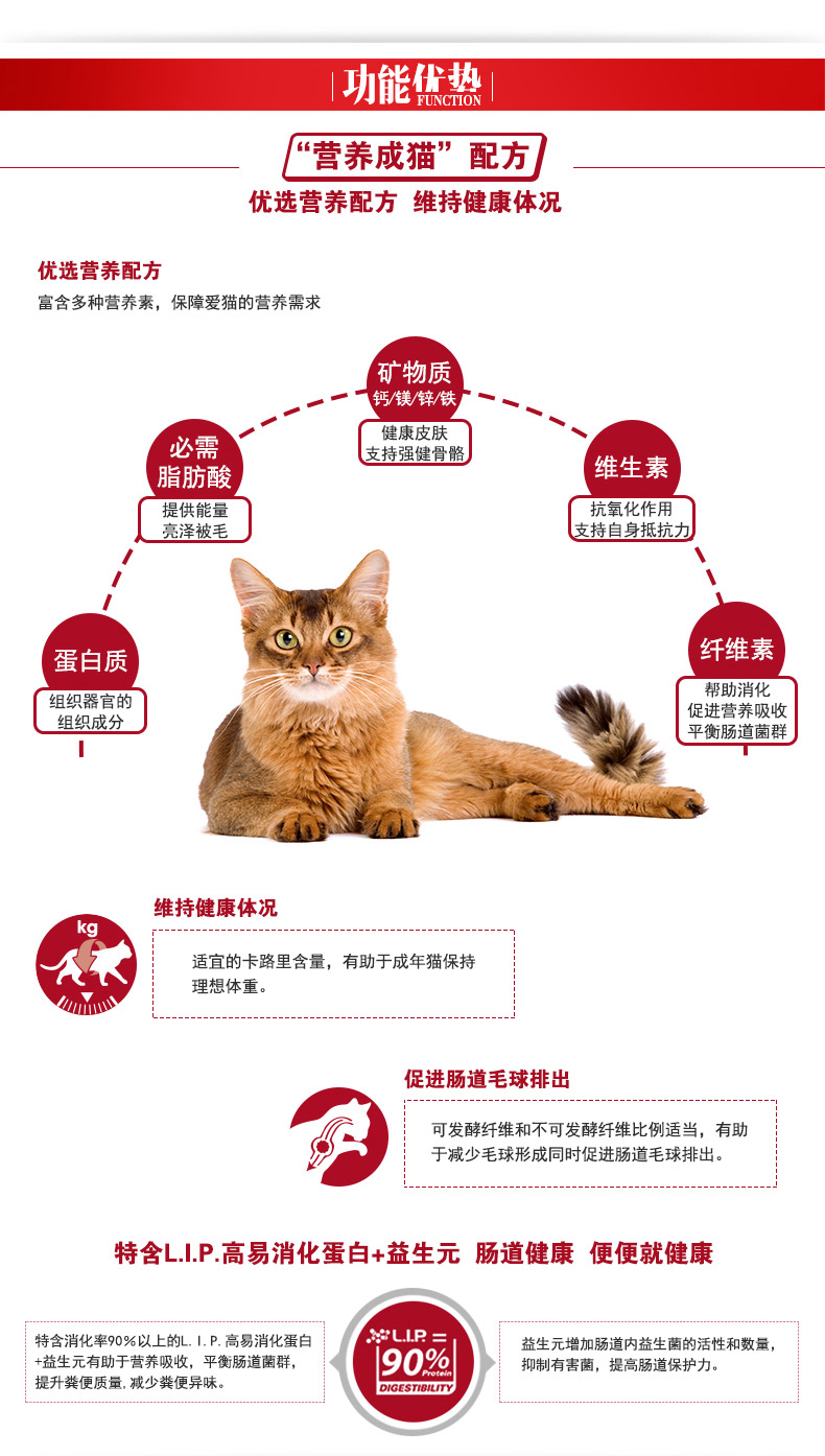 Thức ăn cho mèo hoàng gia F32 thúc đẩy xả tóc lông Garfield gấp tai mèo thức ăn cho mèo thức ăn chính 400g * 4 gói - Cat Staples thức ăn hạt cho mèo
