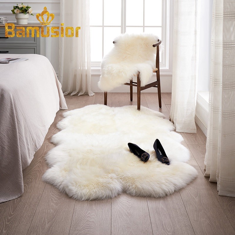 BAMUSIOR Australian wool carpet long fur floating window cushion sofa cushion wool cushion customised whole sheepskin cushion
