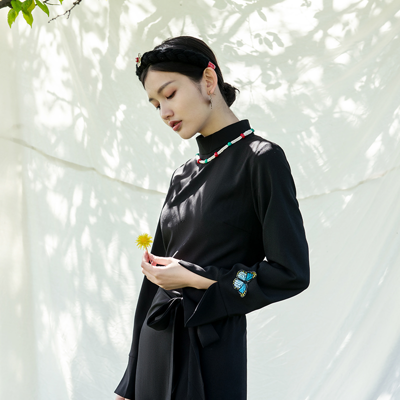 Butterfly series high - lead black collection Tibetan clothing female Dotre necklace can be removed