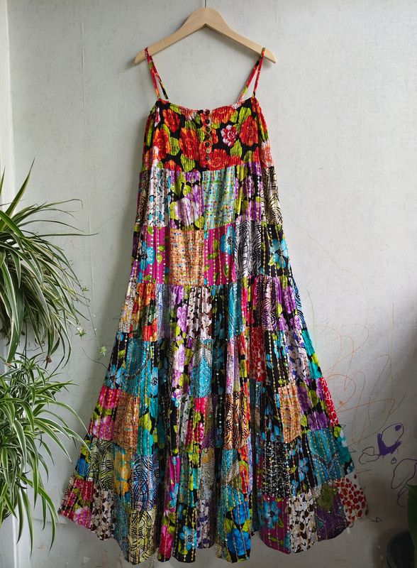 Thai Embroidered Beaded Patchwork Dress, Beaded Dress, Ethnic Style Dress, Vintage Patchwork Suspender Dress Thai Embroidered Beaded Patchwork Dress, Beaded Dress, Ethnic Style Dress, Vintage Patchwork Suspender Dress