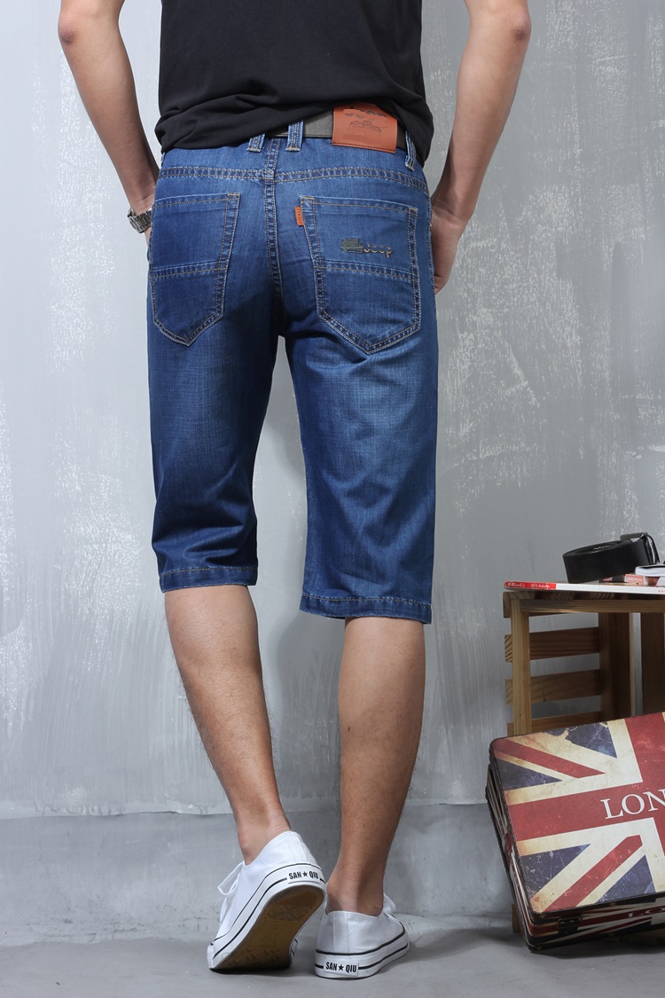 Quần short denim nam cắt quần mùa hè siêu mỏng phần 7 quần mùa hè năm điểm quần thẳng lỏng kích thước lớn Hàn Quốc phiên bản