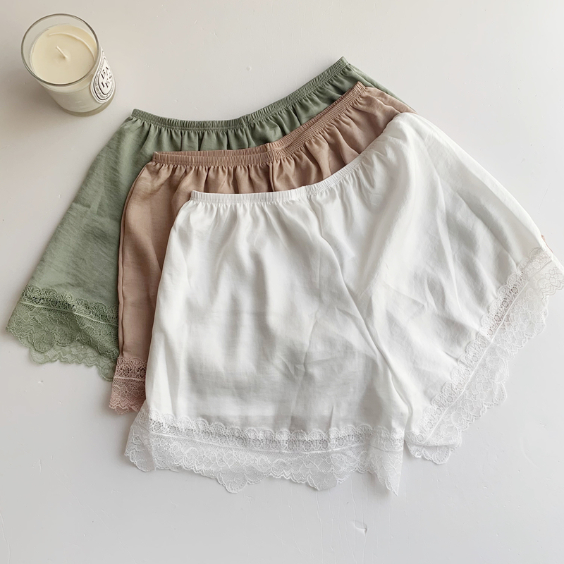 Japanese-Style Thin Lace-Edged Cupro Silk Soft and Silky Anti-Exposure Safety Shorts Breathable Loose Inner Lining Leggings for Women