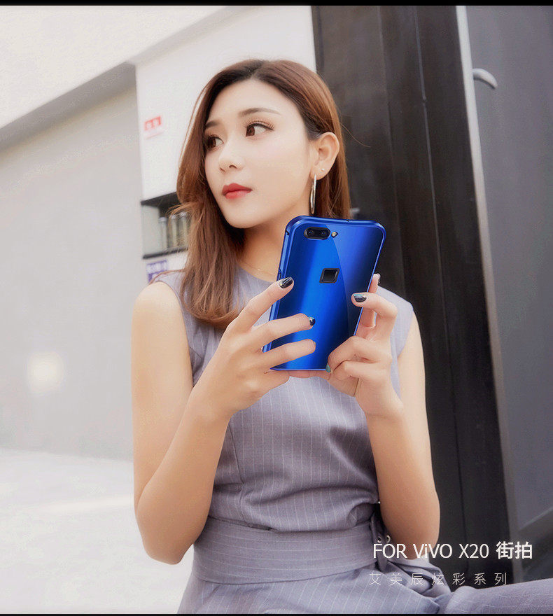 iy Rainbow Aluminum Metal Bumper Dazzle PC Back Cover Case for vivo X20