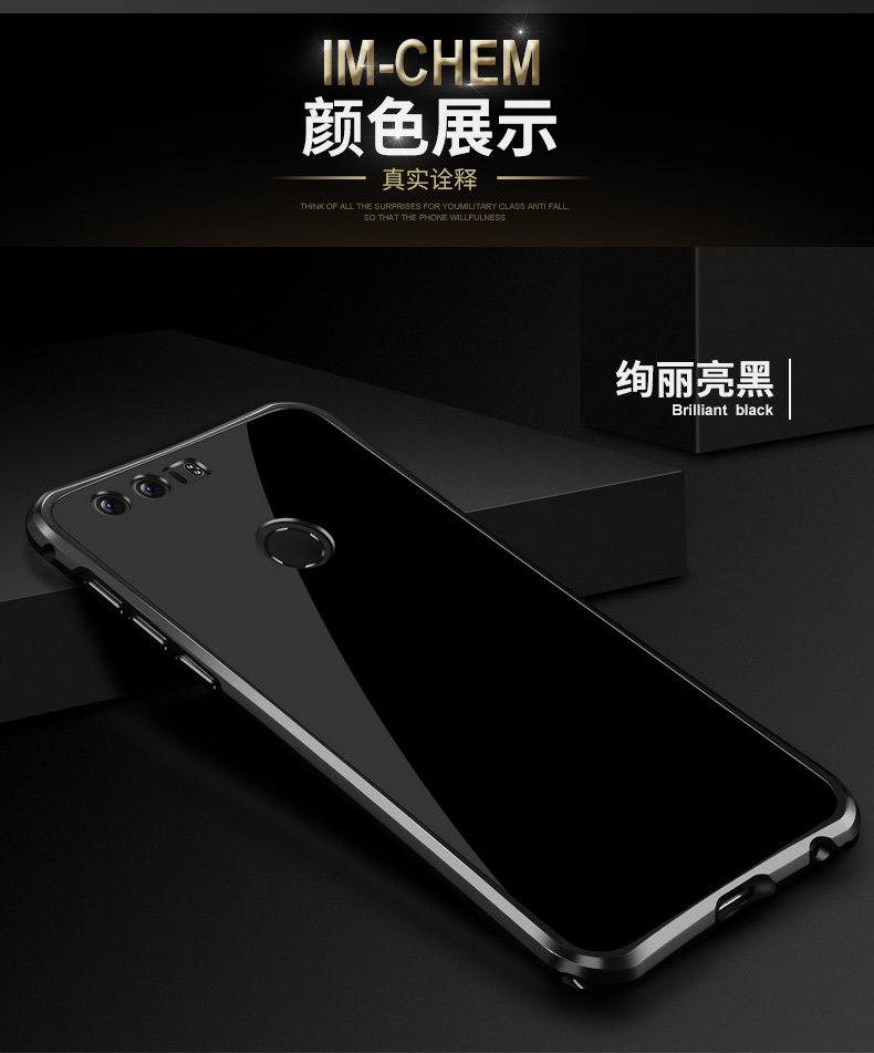 iy Rainbow Aluminum Metal Bumper Dazzle PC Back Cover Case for Huawei Honor 8