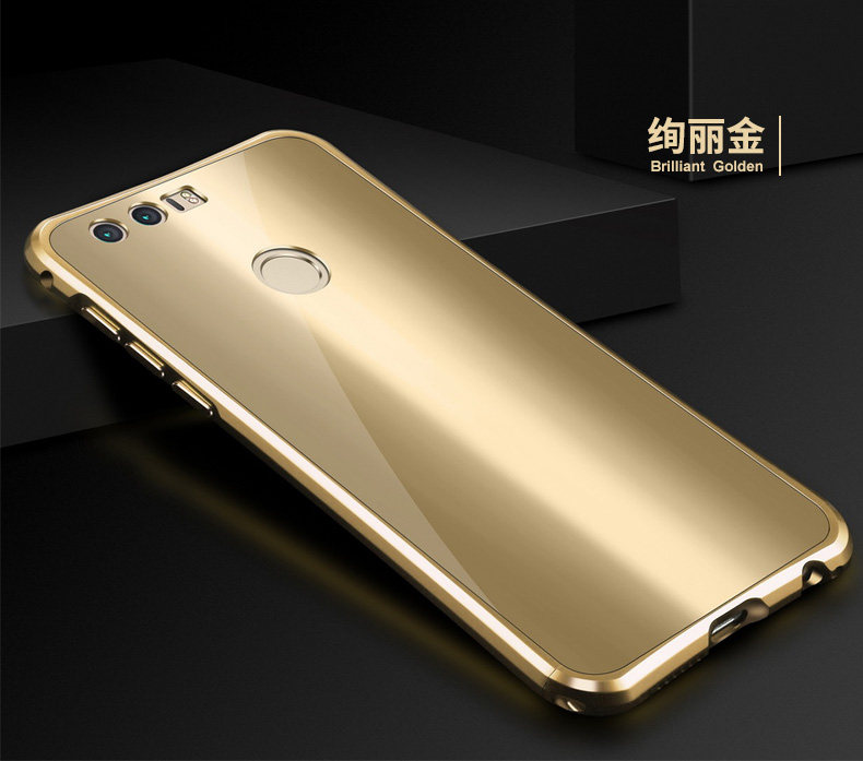 iy Rainbow Aluminum Metal Bumper Dazzle PC Back Cover Case for Huawei Honor 8