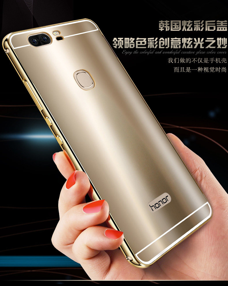 iy Ultra Slim Lightweight Aluminum Metal Bumper Dazzle Color Acrylic Back Cover Case for Huawei Honor V8